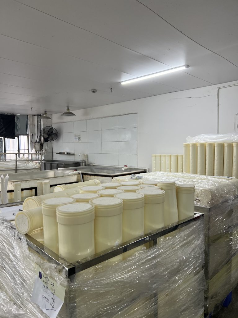 PVC ultrafiltration membrane cartridges prepared for packing and warehouse storage at ChengrongTimes factory.