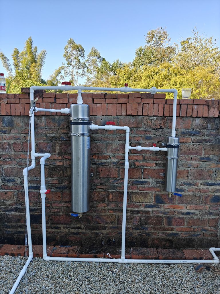 ChengrongTimes whole house water filtration system installed outdoors in a private villa courtyard